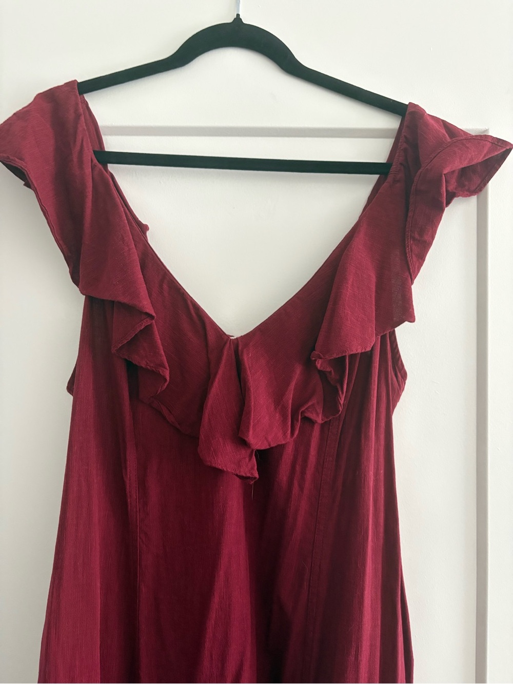 Universal Thread Wine Red Ruffle V-Neck Maxi Dress - Picture 2 of 7